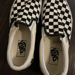 Vans Black and White Checkerboard Sneakers Slip-On